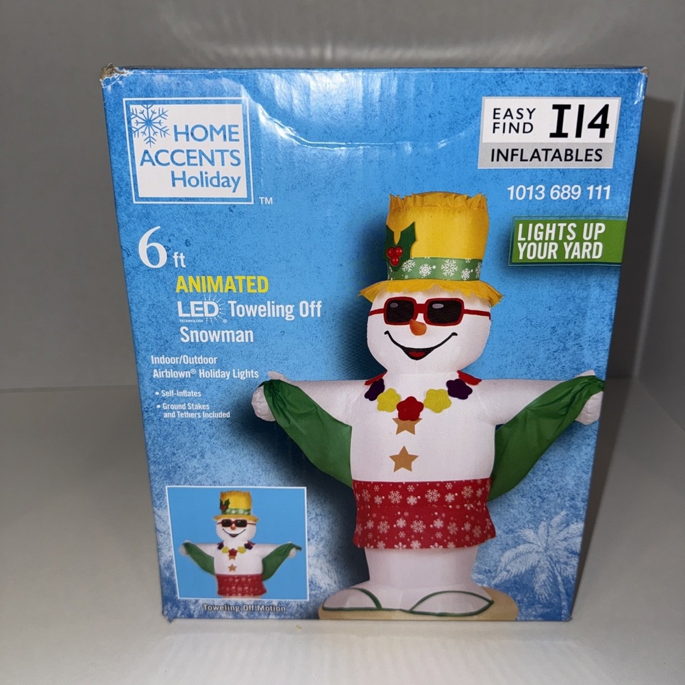 6 Ft Animated Snowman Toweling Off Christmas Inflatable LED Shivers‎ Shakes NEW